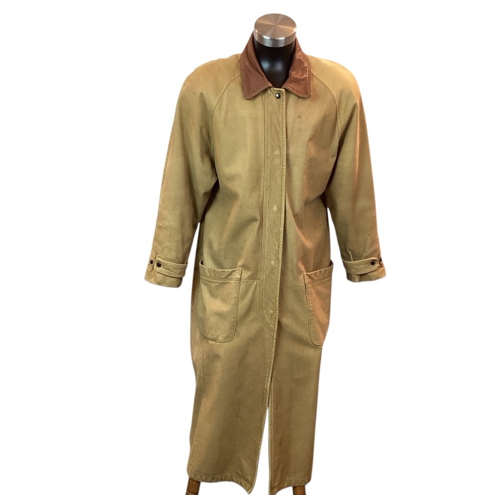 Lone Pine KEMOSABE Leather Snap Front Lined Long Riding Duster Barn Jacket Tan